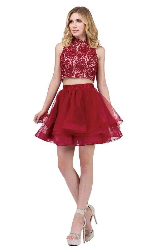 Flash Sale, Don'T Miss Dancing Queen - 3042 Two Piece Floral Embroidered Homecoming Dress