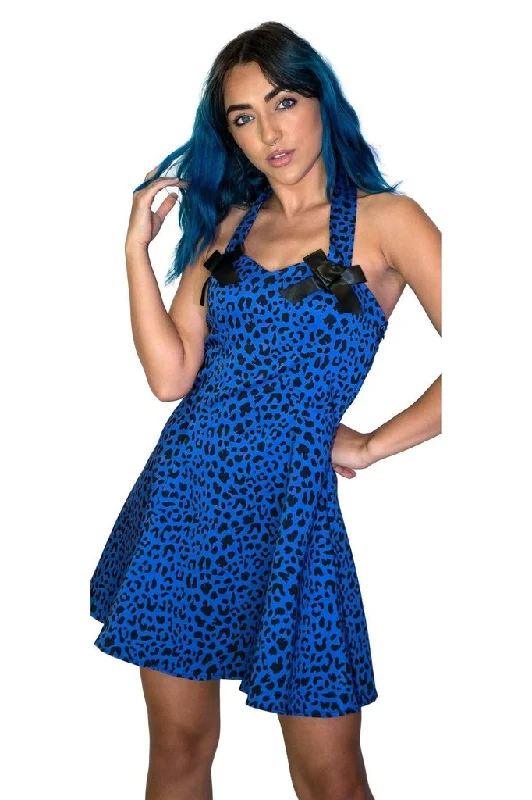 Clearance Sale, All Cheap Aqua Leopard Blue Mini Dress - Jessica