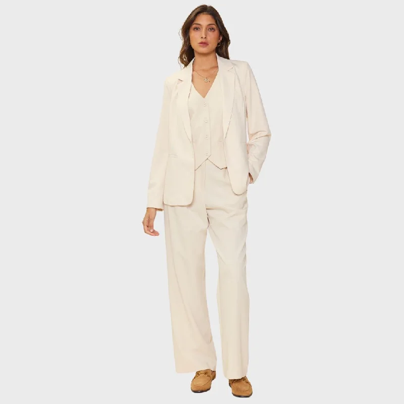 Explore What'S New Front Pleat Wide Leg Trousers (Cream)