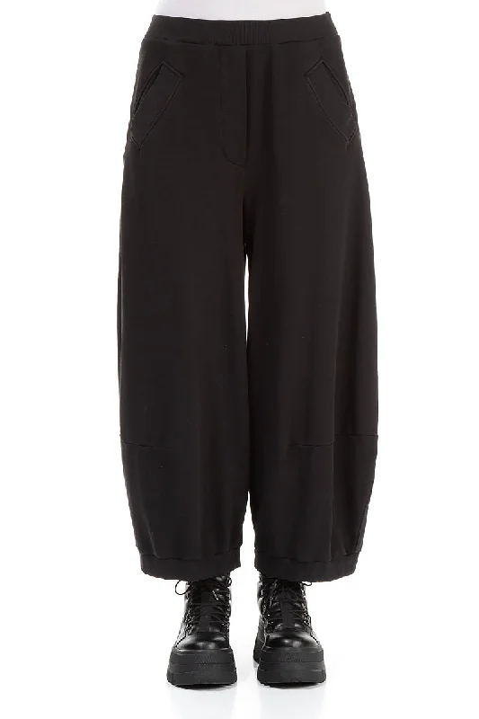 Modish Fashion Discounts Wide Black Cotton Trousers