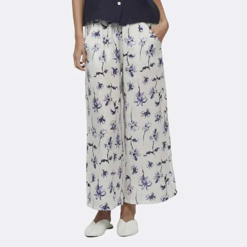 Popular Collection Cropped Linen Pants (Lilac Mix Digital Floral Print)