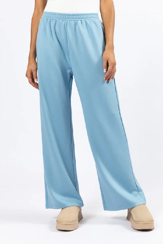 Big Savings Let's Just Stay Blue Knit Wide Leg Pants SALE