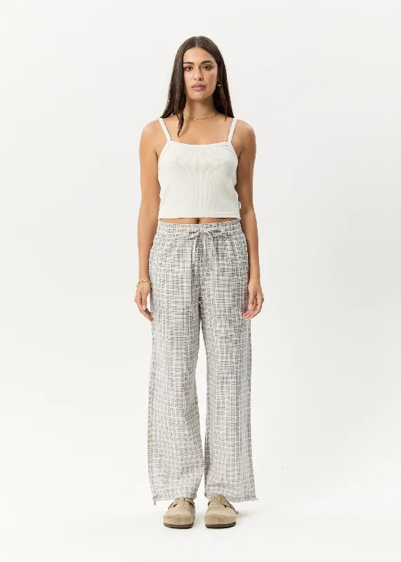 New Styles Just In AFENDS Womens Drew - Seersucker Wide Leg Pants - Taupe Check