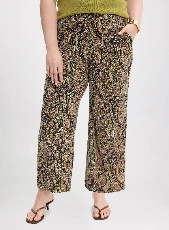 Crazy Discounts, Hurry Up Olivia Paisley Print Wide-Leg Pants