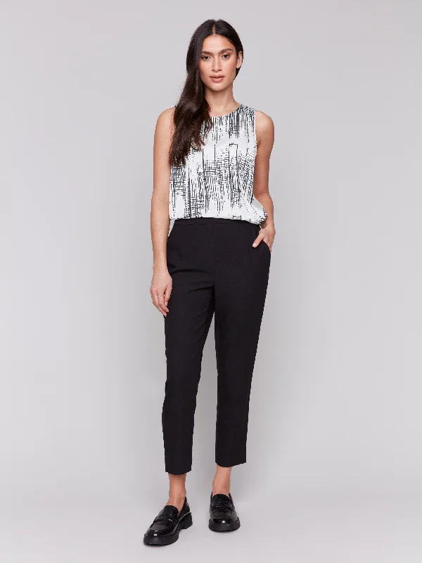 Sophisticated Fashion Crepe Pull-On Cropped Pants - Black