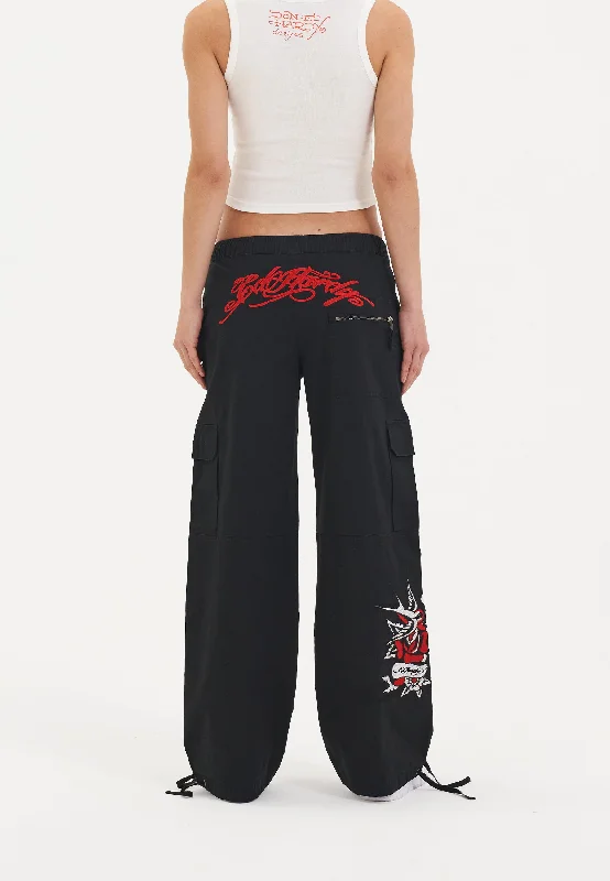 Trendy Looks On Sale Womens Hollywood Swallow Cargo Pants Trousers - Black