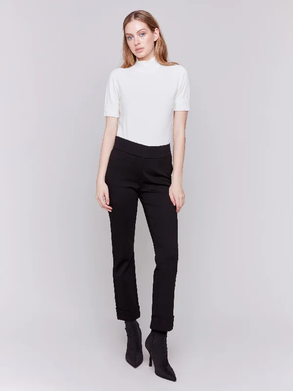 Exclusive Discount Cuffed Ponte Pants - Black