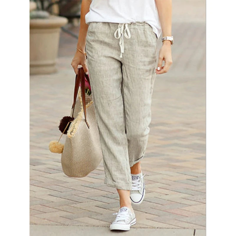 Stay Ahead In Style Women's Draw String Loose Fashion Designer Cotton Pants