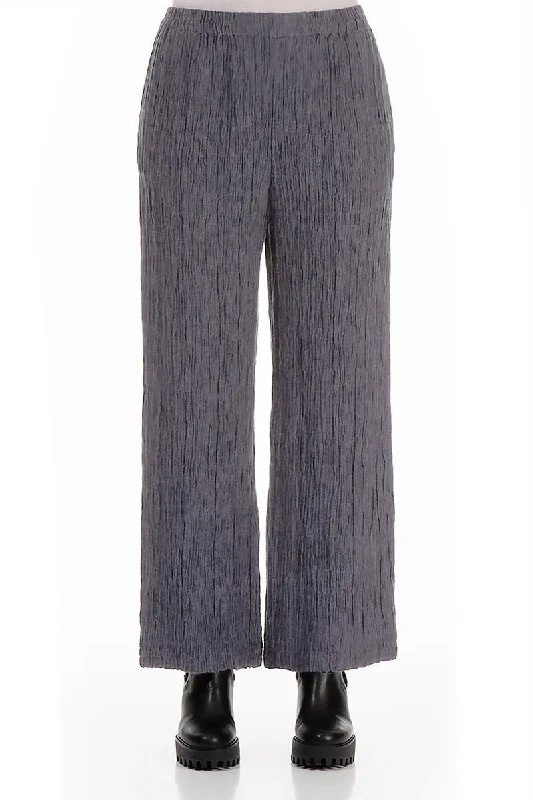 Limited Stock, Big Discounts Straight Crinkled Iron Silk Trousers