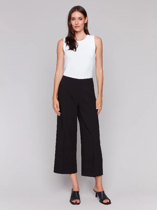 Boutique Styles Cropped Wide Leg Pants - Black