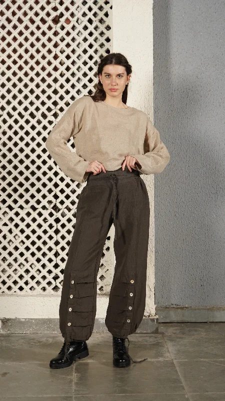 Casual Chic Deals Polaris Linen Blend Pant in Khaki