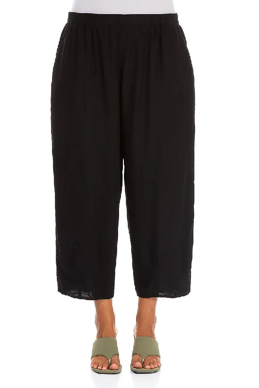 Absurdly Cheap Sale Taper Black Silk Bamboo Trousers