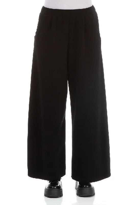 Buy More, Save More Wide Leg Black Cotton Jersey Trousers