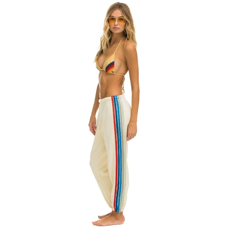 Stylish Deals 5 Stripe Sweatpant (Vintage White + USA)