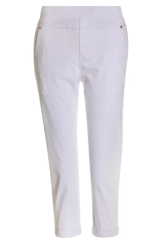 Crazy Price Slashing Coloured Cotton Blend Mid Calf Pant | WHITE | 6922AR