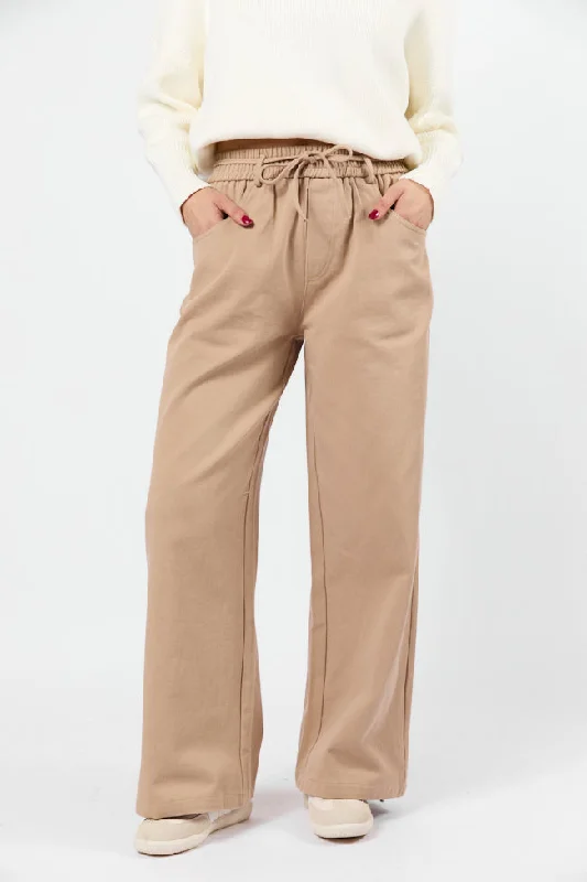 Budget-Friendly Fashion New Flow Khaki Pull On Wide Leg Pants