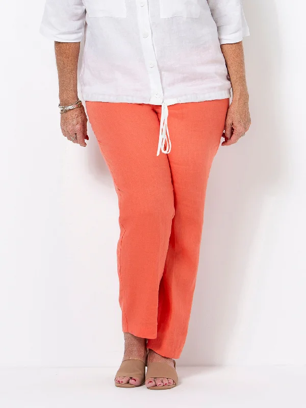 Fashion Forward, Function First Dark Apricot Slim Leg Linen Pant