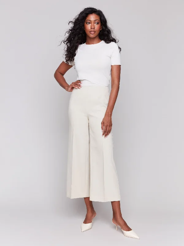 Trendy Looks On Sale Cropped Wide Leg Pants - Beige