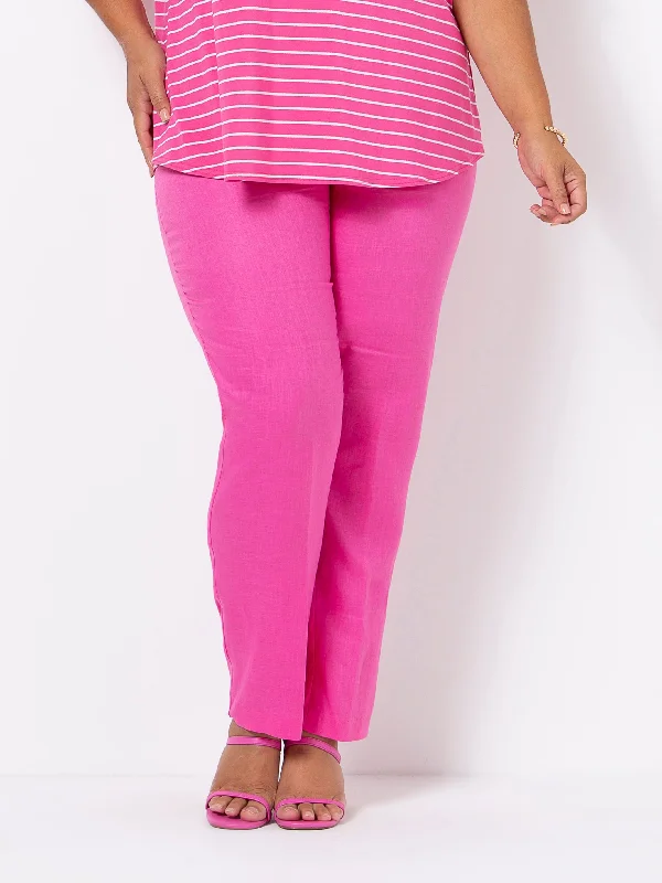 Exclusive Discounts Pink Slim Leg Linen Pant