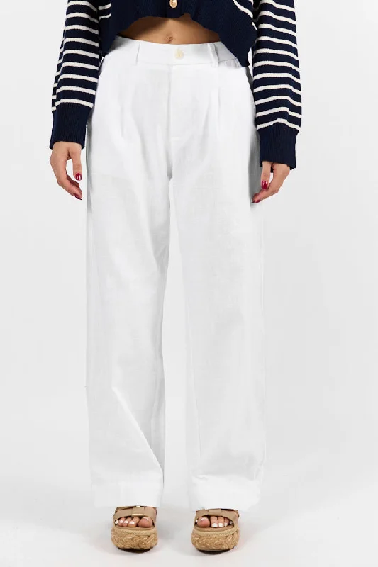 Fashion Deal Day Off Ivory Linen Blend Pants