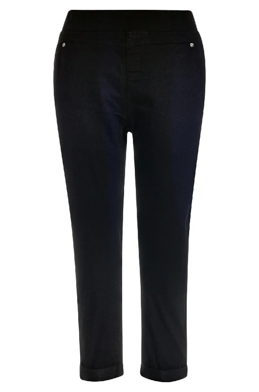 Seasonal Clearance Coloured Cotton Blend Mid Calf Pant | BLACK | 6922AR