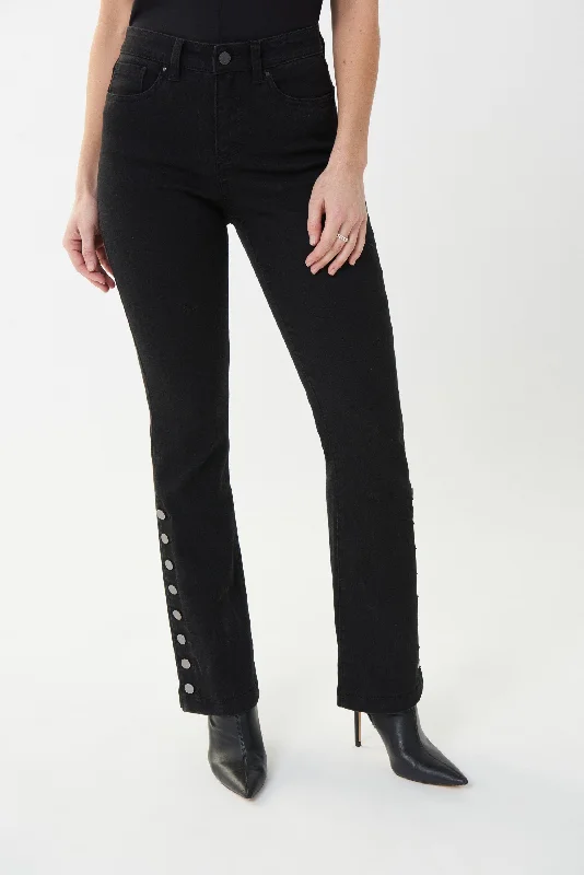 Trend Leading Collection Joseph Ribkoff Flare Jeans with Button Cuff- 223922