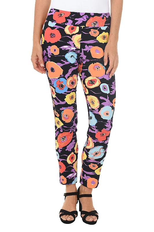 Holiday Attire Sale Poppy Flower Pull-On Ankle Pant