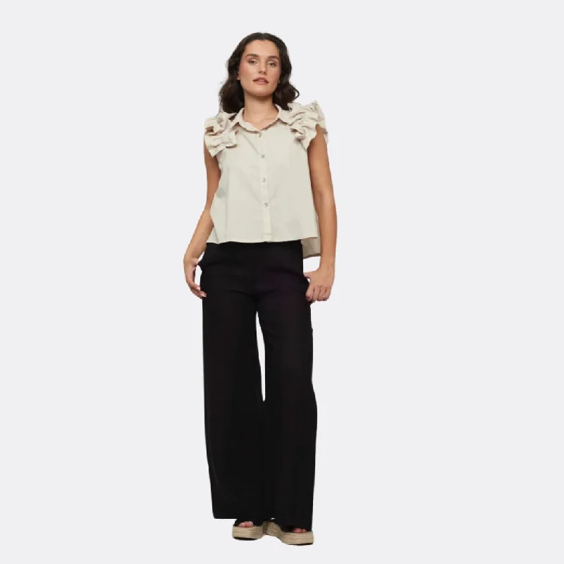 Polished Style Deals High Waisted Linen Pant (Black)