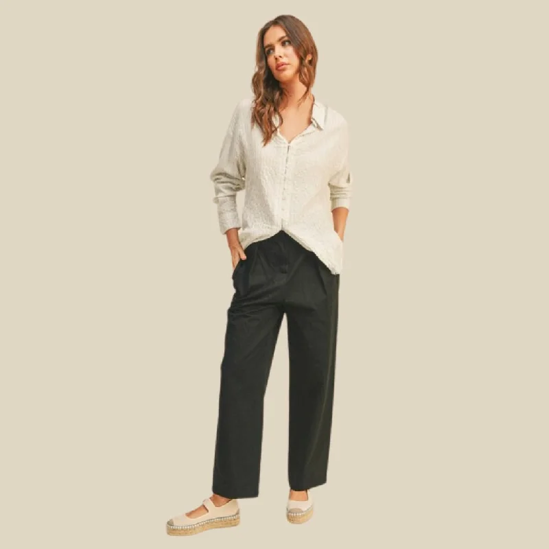 Urban Fashion Cotton Highwaisted Trousers (Black)