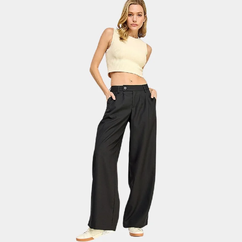 Don't Miss Out Wide Leg Dress Pants (Black)