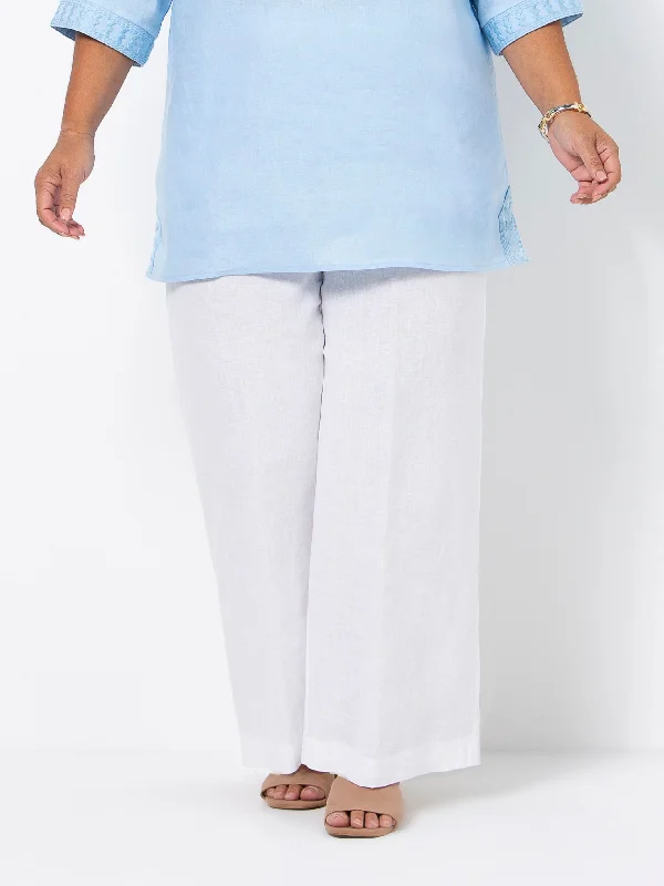 Limited Time Offers White Linen Wide Pant