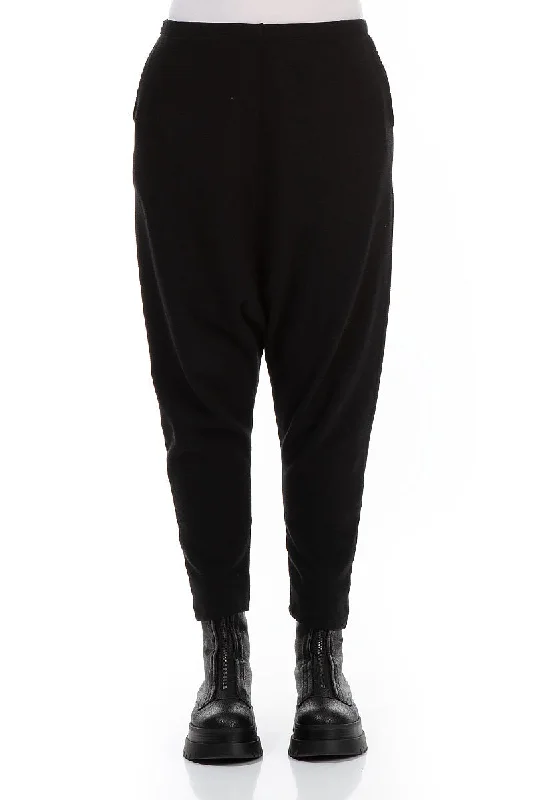 Shop Sales Baggy Black Rib Cotton Wool Trousers