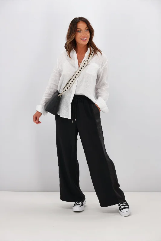 You'Ll Love Us Because Gloss by Shine On Havanna Satin Stripe Pants Black