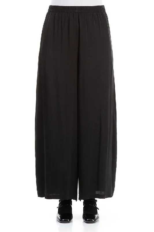 Insane Discount Onslaught Wide Leg Black Silk Trousers