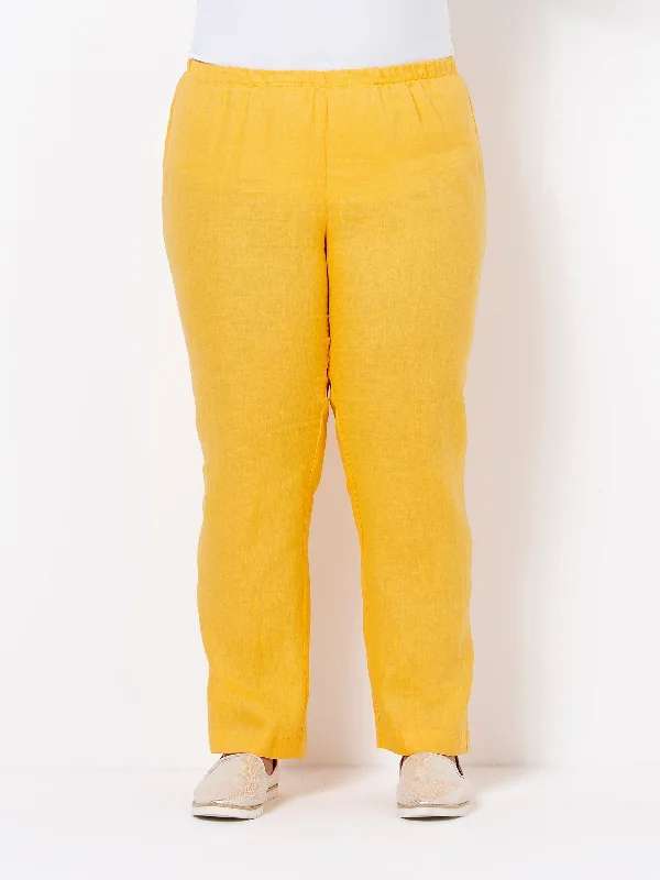 Unbeatable Prices Bright Mustard Slim Leg Linen Pant