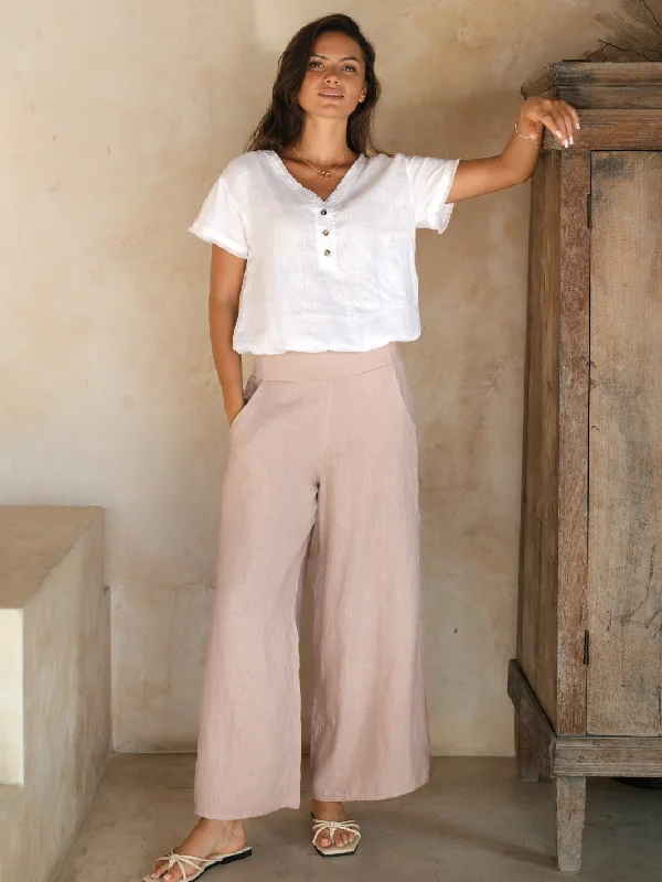 Premium Style Portillo Linen Pants Tea Rose