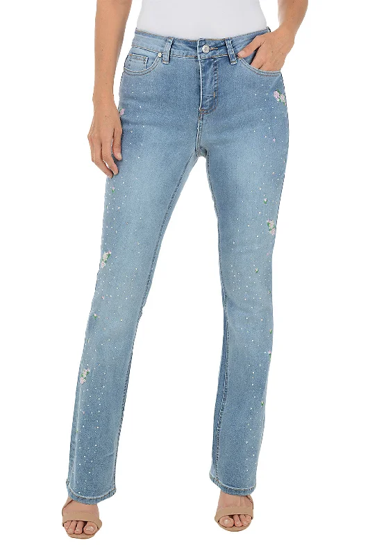 Fresh Fashion Discounts Flowerbuds Denim Bootcut Pant