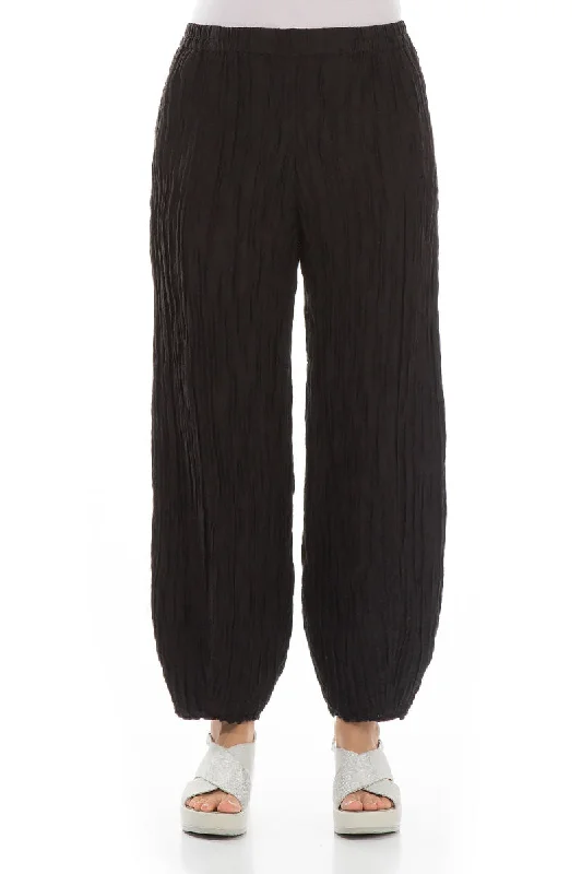 Huge Price Cut Taper Black Crinkled Trousers