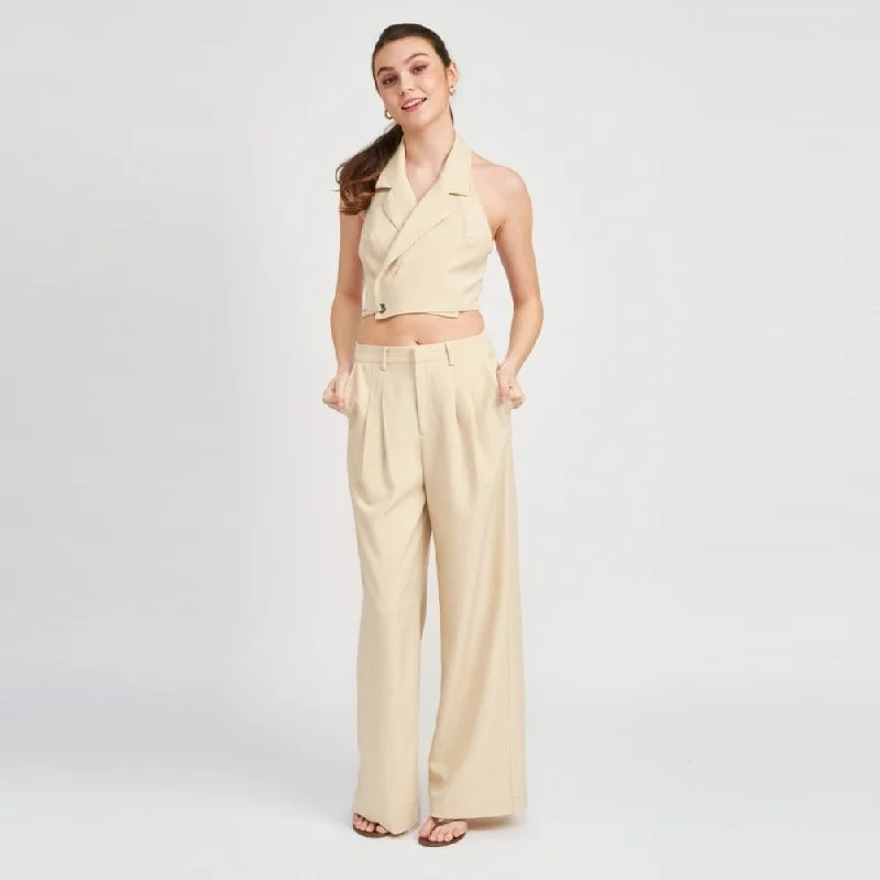 Shop Sales Full Length Pleated Pants (Light Taupe)