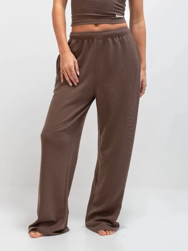 Athleisure Style Sale Soft Waffle Trousers - Brown