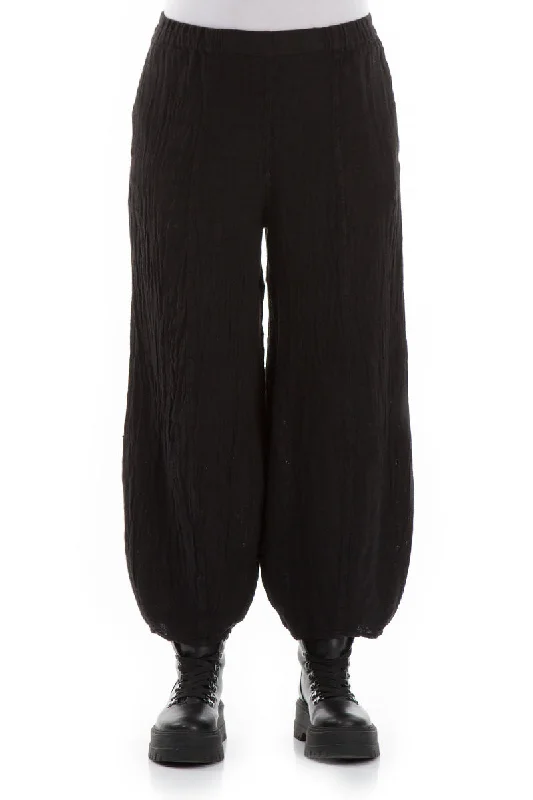 Shop Sale Items Loose Taper Black Mélange Linen Trousers