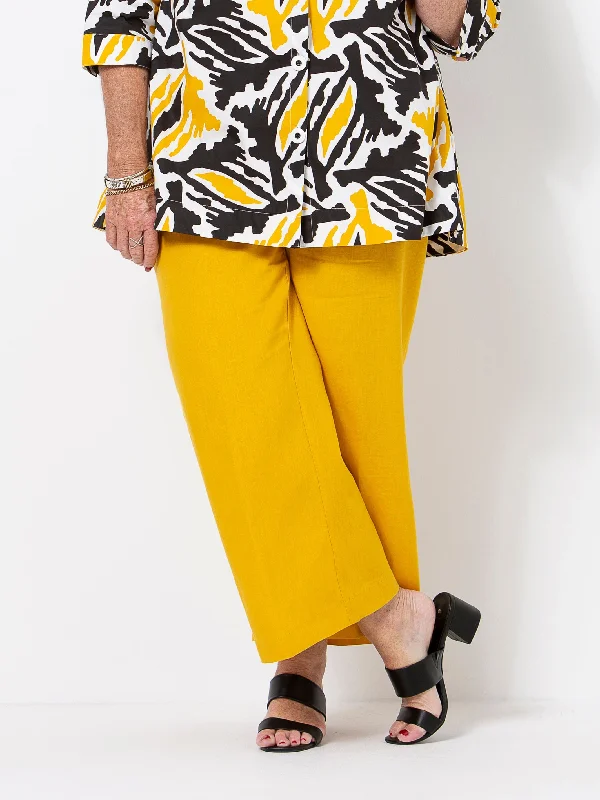 Massive Selection Sale Bright Mustard Linen Pant