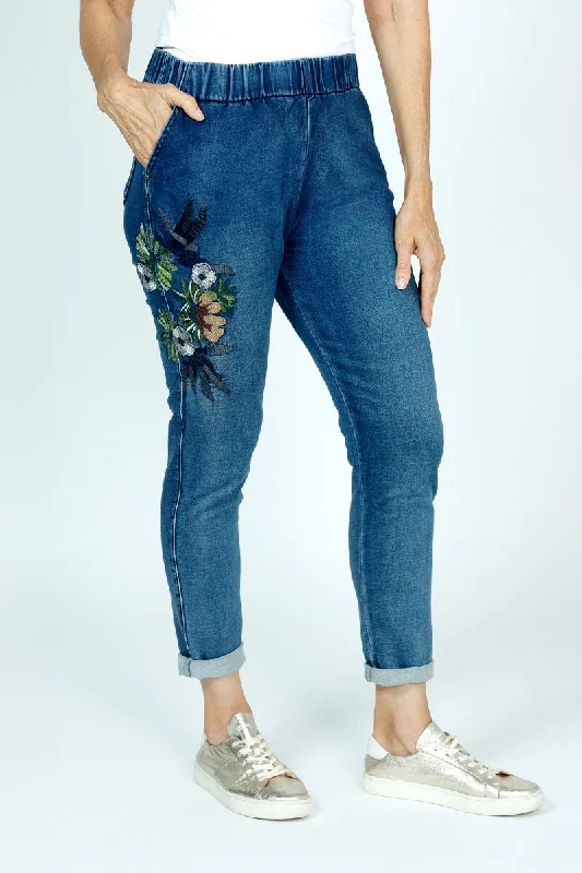 Find Your Unique Flair Organic Rags Embroidered Ankle Jean