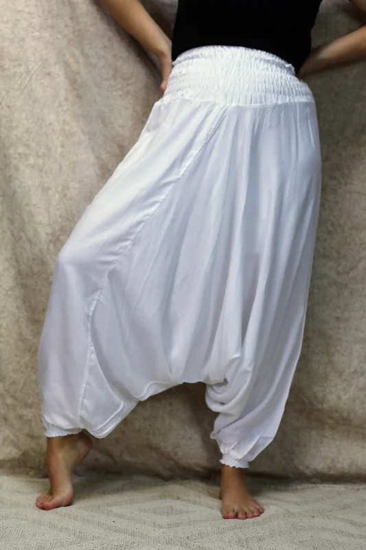 Buy More, Save More Plain White Harem Pants-Free Size